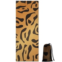 Orange and Black Of Leopard Print Hot Yoga Mat Towel Non Slip for Hot Yoga - Quick-Drying Yoga Mat Cover with 4 Corner Pockets with Travel Bag - Hot Yoga Towel Non Slip 70"x26"