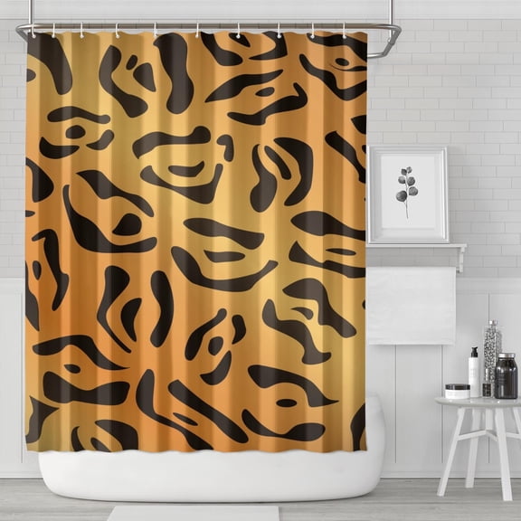 Orange and Black Of Leopard Print Shower Curtain 72"x84" ,Bathroom Decorative Shower Curtains Set with 12 Hooks,Modern Waterproof Washable Shower Curtain