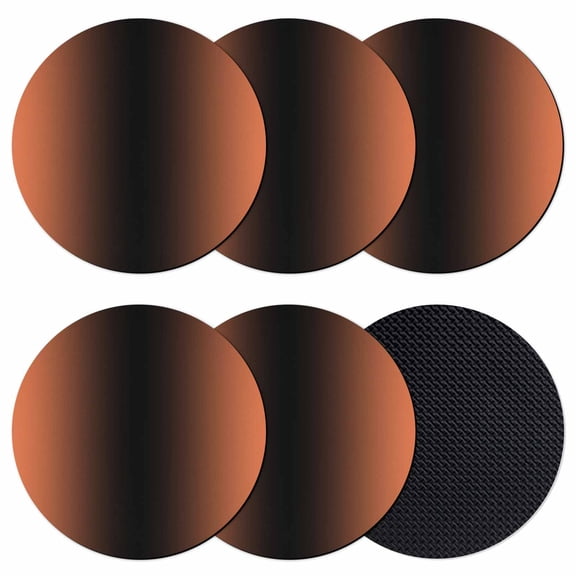 Orange Black Ombre Coasters Set of 6, Soft Absorbent Coasters for Drinks, Modern Gradient Abstract Art Non-Slip Cup Coaster Mat with Rubber Bottom for Home Kitchen Desk Coffee Bar Table Decor 4"
