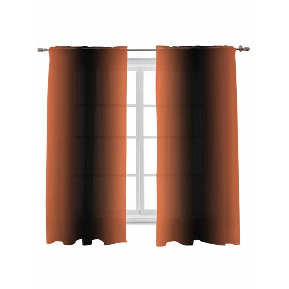 Orange Black Ombre Curtains 63 Inch Length, Sheer Curtains for Bedroom Living Room Window Modern Gradient Abstract Art Rod Pocket Voile Drapes Kitchen Curtains Small Half Window 42"x63" 2 Panels
