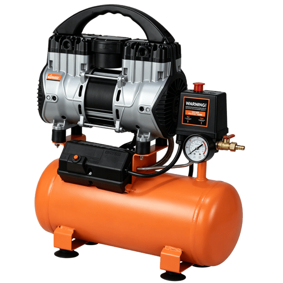 Orange & Black-Orange Oil Free Mini Air Compressor with 2 Gallon Tank 110V 1.5HP Portable Air Pump for Tire Inflation & Small Pneumatic Tools