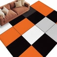 thumbnail image 1 of Orange Black Patchwork Area&nbsp;Rug 6x9ft Abstract Geometric Art Non-Slip&nbsp;Washable Square&nbsp;Rugs Soft Felt Indoor Floor Mat for Bedroom Kitchen Living Room Bathroom, 1 of 9