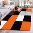 thumbnail image 1 of Orange Black Patchwork Washable Area Rugs 3'x5', Abstract Geometric Art Low Pile Throw Living Room Rug Non-Slip Sturdy Edge Binding Carpet for Indoor Entryway Bedside Kitchen, 1 of 9