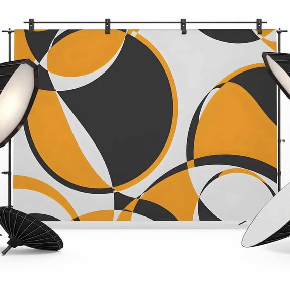 Orange Black Photography Backdrop 7x5FT, Abstract Grey Black Orange Round Grey Texture Photo Backdrops, Background for Photography Studio Photo Studio Background, Back Drop for Photoshoot