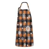 Orange and Black Plaid Christmas Snowflake Apron-Garden Aprons for Women with Pockets-Cotton Linen Waterproof Kitchen Cooking Gardening Aprons Adjustable for Kitchen,Cooking,BBQ and Salon 32"x27"