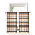 thumbnail image 1 of Orange Black Plaid Curtains 54 Inch Length, Sheer Curtains for Bedroom Living Room Window Farmhouse Orange Black Checkered Rod Pocket Voile Drapes Kitchen Curtains Small Half Window 52"x54" 2 Panels, 1 of 6