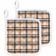 thumbnail image 1 of Orange Black Plaid Pot Holders for Kitchen Heatproof Potholder, 2 Pack Farmhouse Orange Black Checkered Hot Pads Multipurpose Oven Pads Cloth Potholders Trivet for Cooking and Baking, 1 of 8