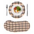 thumbnail image 1 of Orange Black Plaid Round 15 Inch Placemats Set of 6, Farmhouse Orange Black Checkered HeatResistant Non Slip Place Mats for Dining Table, Wipeable Braided Kitchen Table Mats for Housewarming, 1 of 9