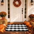 thumbnail image 1 of Orange and Black Plaid Rug, 32'' x 20'' Fall Outdoor Front Door Decor Mat, Cotton Washable Hand-Woven Rug for Layered Doormat, Autumn Halloween Thanksgiving Carpet for Porch, Entryway, 1 of 7