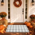 thumbnail image 1 of Orange and Black Plaid Rug, 32'' x 20'' Fall Outdoor Front Door Decor Mat, Cotton Washable Hand-Woven Rug for Layered Doormat, Autumn Halloween Thanksgiving Carpet for Porch, Entryway, 1 of 7