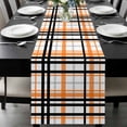thumbnail image 1 of Orange Black Plaid Table Runner 70 Inches Long, Farmhouse Orange Black Checkered Kitchen Coffee Dining Table Decoration for Home Party Birthday Wedding Home Decor 13x70 Inches, 1 of 8