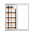 thumbnail image 1 of Orange Black Plaid Window Privacy Film, Farmhouse Orange Black Checkered Static Cling UV Sun Blocking Tint Film Heat Control Windows Films for Bedroom Bathroom, Window Stickers 17.7"x39.3", 1 of 8