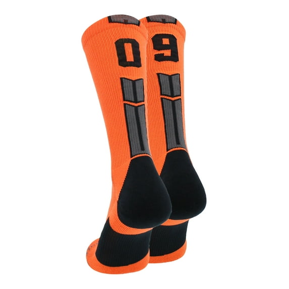 Orange/Black Player Id Crew Number Socks (#09, Small)