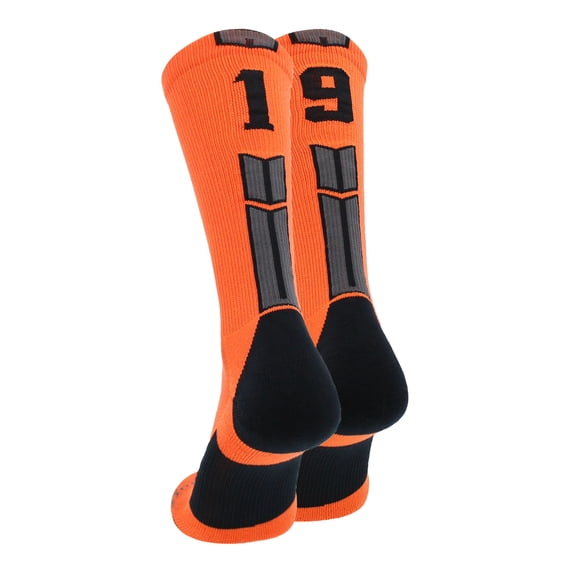 Orange/Black Player Id Crew Number Socks (#19, Large)
