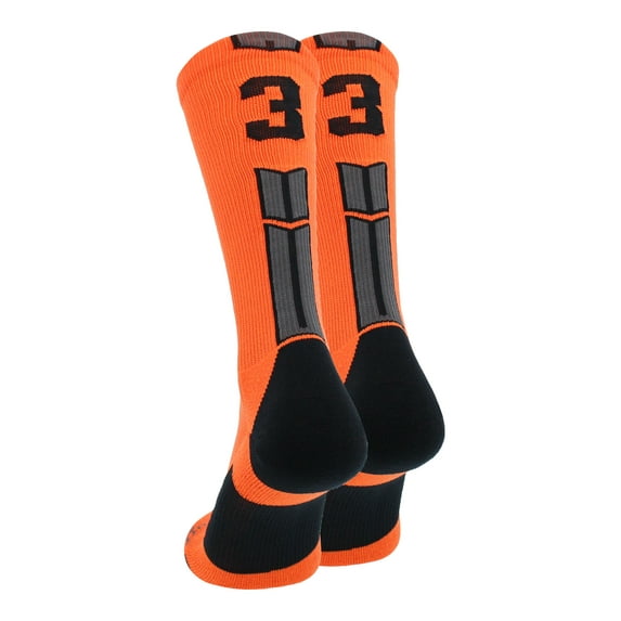 Orange/Black Player Id Crew Number Socks (#33, Medium)