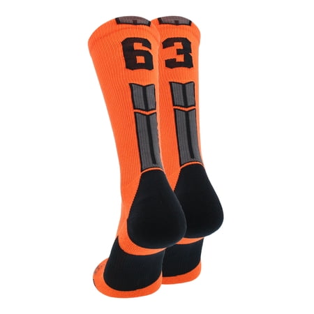 Orange/Black Player Id Crew Number Socks (#63, Medium)