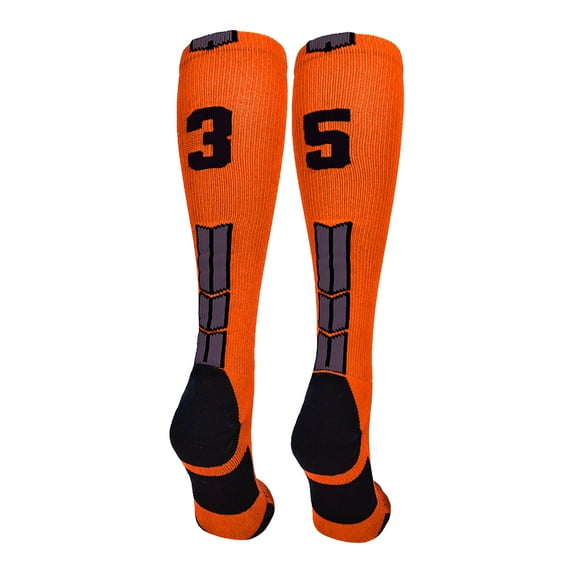 Orange/Black Player Id Over the Calf Number Socks (#35, Small)