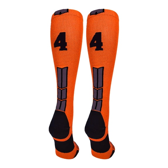 Orange/Black Player Id Over the Calf Number Socks (#44, Medium)