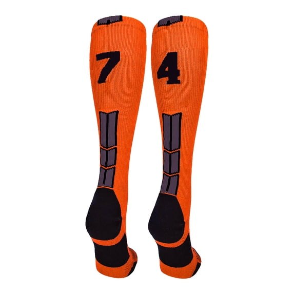 Orange/Black Player Id Over the Calf Number Socks (#74, Small)