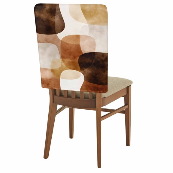 Orange Black Shapes Chair Covers Set of 8 Boho Abstract Watercolor Brown Shape Chair Back Covers Stretch Removable Washable Slipcovers Protector for Dining Room Kitchen Party Decor