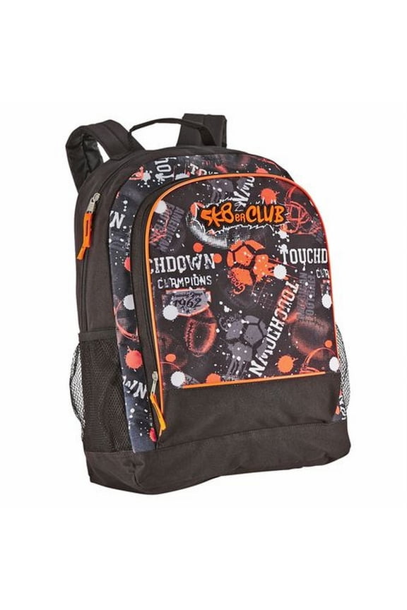 Orange & Black Sports Themed Backpack School Travel Back Pack