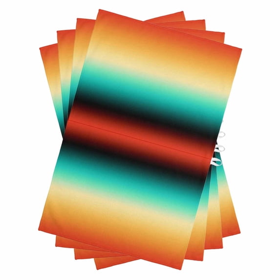 Orange Black Teal Ombre Kitchen Towels Set of 4, Water Absorbent Dish Towel, Contemporary Gradient Abstract Decorative Hand Towels - Quick Drying Cloth for Cooking Baking, 18x28 Inch