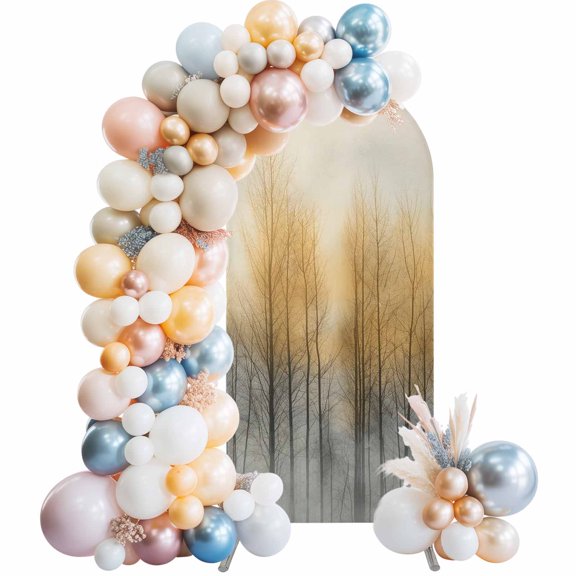 Orange Black Tree Arch Backdrop Cover 4x1.65 Ft, Spandex Wedding Arch Stand Cover, Modern Ombre Abstract Art Round Top Stretch Fitted Background Covers for Birthday Ceremony Party Decor