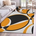 thumbnail image 1 of Orange Black Washable Area Rugs 4'x6', Abstract Grey Black Orange Round Grey Texture Low Pile Throw Living Room Rug Non-Slip Sturdy Edge Binding Carpet for Indoor Entryway Bedside Kitchen, 1 of 9