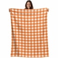 thumbnail image 1 of Orange Blanket Soft Cozy Warm Throw Blanket for Couch, Plush Fuzzy Flannel Fleece Blankets for Sofa, Country French Rustic Buffalo Plaid Modern Art Bed Blankets Lightweight Gifts for Women, 50"x60", 1 of 9