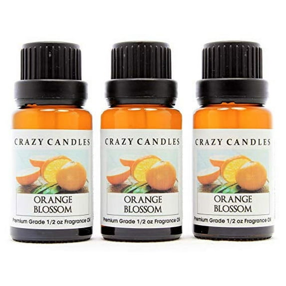 Orange Blossom (Made in USA) 3 Bottles 1/2 Fl Oz Each (15ml) Premium Grade Scented Fragrance Oil (Orange and White Floral Aroma)