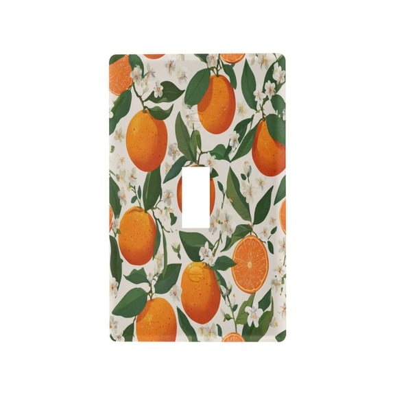 Orange Blossom Pattern Decorative Wall Plate, Flame Retardant PC Plastic Light Switch & Outlet Cover with Mounting Screws Fits Toggle Switch