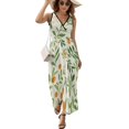 thumbnail image 1 of Orange Blossoms Leafy Pattern Cheerful Dress Fashion Boho Beach Long Dresses Female Party Printed Maxi Dress, 1 of 9