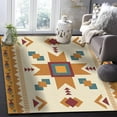 thumbnail image 1 of Orange Blue Area Rug for Living Room Bedroom, Geometric Ethnic Classic Art Rectangular Area Rugs Non-Slip Rug Washable Indoor Carpet for Dorm Office 2 x 3ft, 1 of 6