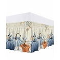 thumbnail image 1 of Orange Blue Bed Skirt California King Size 16in Drop, Fall Pumpkin Eucalyptus Leaf Retro Thanksgiving Wrap Around Dust Ruffle Bedskirts, Wrinkle&Fade Resistant Easy Fit Bedskirt with Elastic, 1 of 8