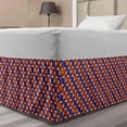 thumbnail image 1 of Orange Blue Bed Skirt, Repetitive Grid Design Bicolour Floral Motif, Elastic Bedskirt Dust Ruffle Wrap Around for Bedding Decor, 4 Sizes, Violet Blue Burnt Orange, by Ambesonne, 1 of 2
