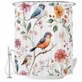 thumbnail image 1 of Orange Blue Birds Shower Curtain Set - 72" x 78" Washable Bathtub Curtain with 12 Hooks, Country Tree Branch Flowers Waterproof Fabric Stall Shower Curtains for Bathroom/Bathtub Décor, 1 of 6