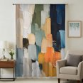 thumbnail image 1 of Orange Blue Blocks Sheer Curtains 54 Inches Long, Abstract Vintage Oil Painting Modern Art Light Filering Curtains, Breathable Simi Curtain Privacy Drapes for Kitchen Bathroom Window Treatment, 1 of 9