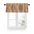 thumbnail image 1 of Orange Blue Boho Floral Kitchen Valances for Windows Medieval Vintage Texture Valance Curtains&nbsp; for Kitchen /Living Room/Bedroom/ Bathroom Decor, 42"x12 " ,Rod Pocket 1 Panel,, 1 of 7