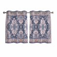 thumbnail image 1 of Orange Blue Boho Kitchen Curtains Short 45 Inch Length, Ethnic Geometric Middle Century Art Grommet Top Bedroom Living Room Curtains, Light Filtering Cafe Curtain Drapes 2 Panels Set 84''x45'', 1 of 9