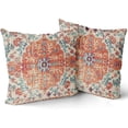 thumbnail image 1 of Orange Blue Boho Pillow Covers 16X16 Inch Bohemian Carpet Vintage Decorative Couch Pillow Cases Set of 2 Ethnic Rust Coral Floral Throw Pillows Home Decor for Living Room Bedroom Bed Cushion Outdoor, 1 of 6