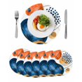 thumbnail image 1 of Orange Blue Boho Round 13 Inch Placemats Set of 6, Ethnic Abstract Geometric Striped HeatResistant Non Slip Place Mats for Dining Table, Wipeable Braided Kitchen Table Mats for Housewarming, 1 of 9