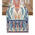 thumbnail image 1 of Orange Blue Boho Table Runner-Cotton Linen- 120 Inch Holiday Dresser Scarves, Vintage Tribal Floral Ethnic Western Tablerunner for Kitchen Coffee/Dining Bedroom Living Room Dinner Scarf Décor 13x120, 1 of 9