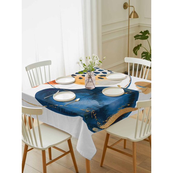 Orange Blue Boho Tablecloth Rectangle Table Cloth 52x70, Waterproof Tablecloth Outdoor Table Cloth, Ethnic Abstract Geometric Striped Washable Table Cover for Kitchen Dinning Party