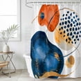 thumbnail image 1 of Orange Blue Boho Waterproof Fabric Shower Curtain,Ethnic Abstract Geometric Striped Waterproof Fabric Shower Curtain for Bathroom Curtains Bathtubs Hotel Shower Curtains with 12 Hooks Standard 72x72, 1 of 8