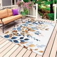 thumbnail image 1 of Orange Blue Botanical Outdoor Rug for Patio/Deck/Porch, Non-Slip Large Area Rug 5 x 7 Ft, Weeping Fall Eucalyptus Leaves Indoor Outdoor Rugs Washable Area Rugs, Reversible Camping Rug Carpet Runner, 1 of 8
