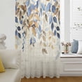 thumbnail image 1 of Orange Blue Botanical Semi Sheer Curtains Drapes for Living Room,Bedroom,French Doors Window 45 Inches Long,Weeping Fall Eucalyptus Leaves Rustic Rod Pocket Chiffon Curtain Drapery Voile Drape Panel, 1 of 6