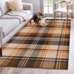 Check Floor Rug Sage Green Orange Fall 8'x10' Area Rug for Living Room, Thanksgiving ...