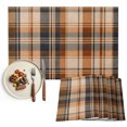 thumbnail image 1 of Orange Blue Checkered Placemats Set of 4, Fall Farmhouse Buffalo Plaid Washable Wipeable Table Mats for Dining Tables, Indoor Outdoor Kitchen Place Mats for Holiday Party Table Decor, 1 of 9