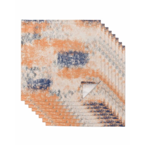 Orange Blue Cloth Napkins Set of 8 Reusable Dinner Napkins, Minimalist Smear Abstract Art Painting Cocktail Napkin Washable Table Napkins for Wedding/Holiday Party/Baby Shower 20"x20"