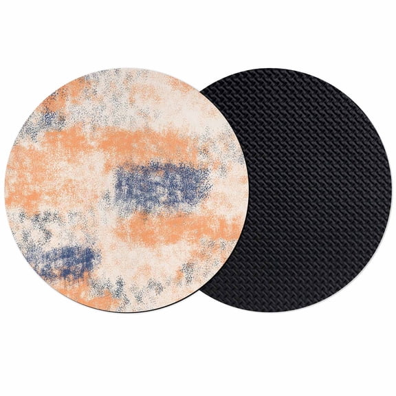 Orange Blue Coasters Set of 2, Soft Absorbent Coasters for Drinks, Minimalist Smear Abstract Art Painting Non-Slip Cup Coaster Mat with Rubber Bottom for Home Kitchen Desk Coffee Bar Table Decor 4"